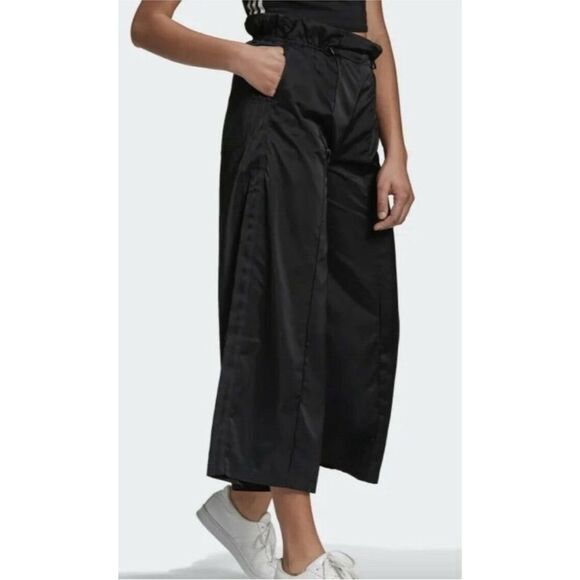 ADIDAS ORIGINALS | 7/8 Length Wide Leg Satin Look Track Pants Women’s Size Small - Picture 15 of 15